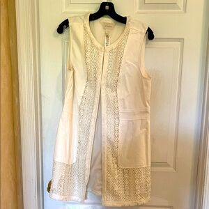 Chico's Ivory Lace Open Vest - Size 1(8-10)
